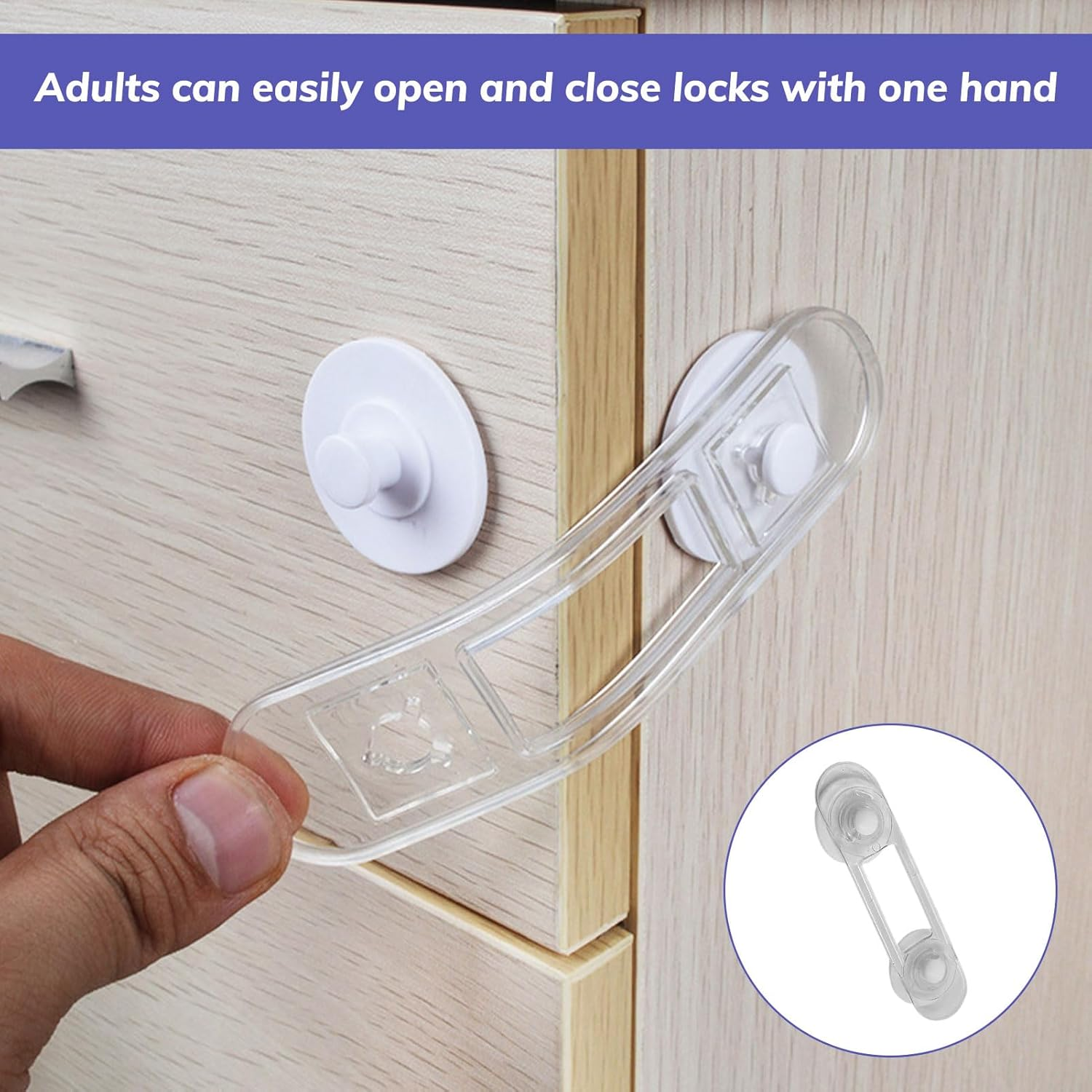 Child Locks for Cabinets and Drawers, 10Pcs Child Safety Locks, Baby Proof Cupboard Locks, Baby Proofing Latches to Drawer Door Fridge, No Drilling Adjustable Strap with 3M Adhesive Pads image number 1