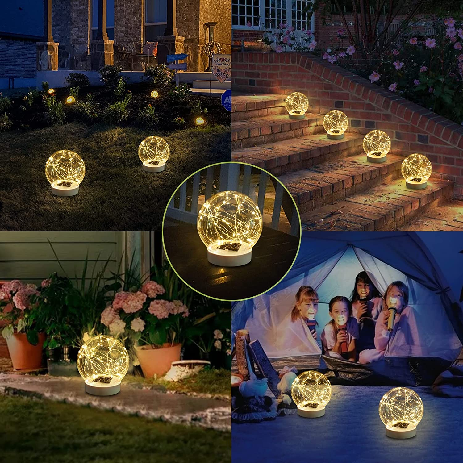 LENONE Solar Floating Pool Lights, Warm White LED Solar Glow Globe Pool Lights That Float, Auto ON/OFF Waterproof Pool Floating Lights, 7&rdquo; Floating Lights for Pool Yard Party Christmas Decor(2 Pieces) image number 1