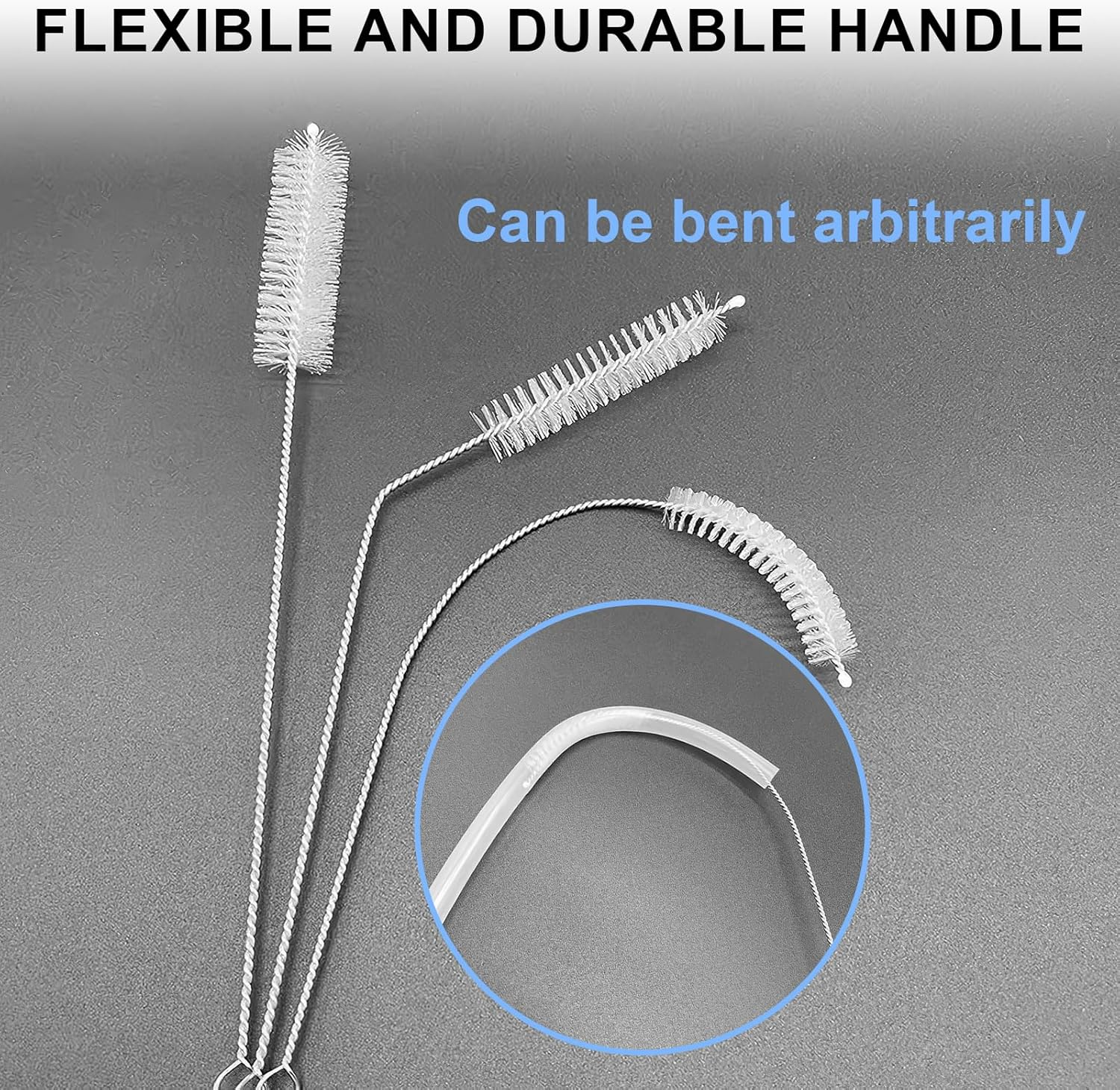 2 Pcs Small Pipe Cleaning Brushes - Black and White Premium Reusable Eco-Friendly Straw Cleaning Set, Ten Different Sizes of Brushes Suitable for Narrow Bottles, Glass Tubes and Hard-To-Reach Places image number 5