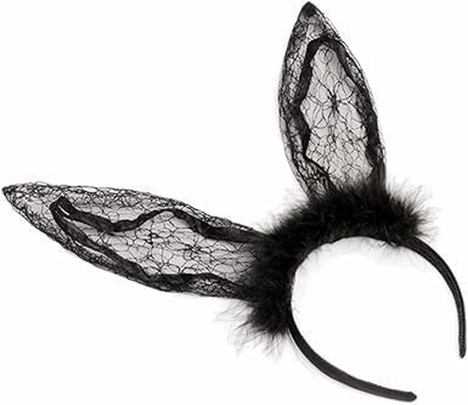 Lace Hairband Lace Bunny Ear Headband Sexy Lace Rabbit Ear Hair Band Party Decoration Headdress Cosplay Headwear Costume Hair Accessories image number 2