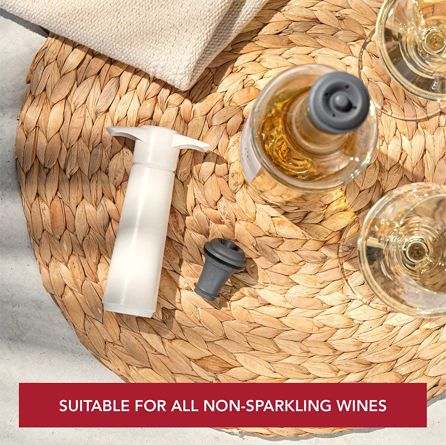 Vacu Vin the Original Wine Saver with 2 Vacuum Stoppers &ndash; White image number 6