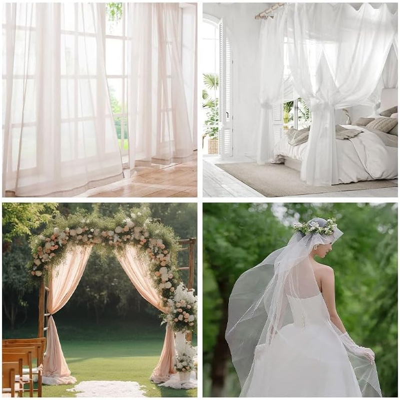 160Cm X 100Cm Black Polyester Tulle Mesh, Clear Bridal Veil Mesh for Wedding Decoration DIY Craft Projects Gift Wrapping and Outfit Design - Black image number 4