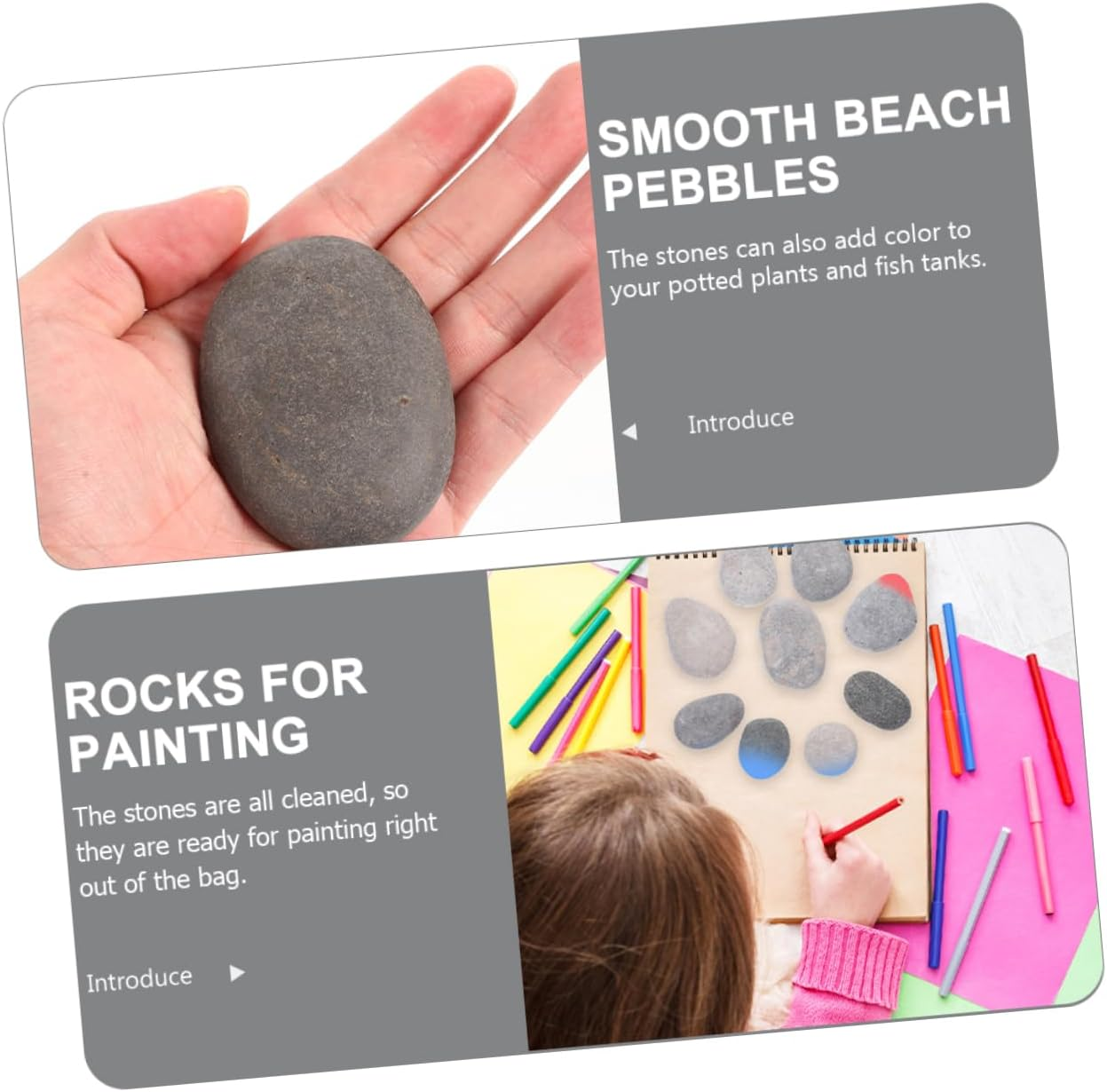 ULDIGI 20Pcs Natural Smooth Pebbles for Painting DIY Craft Stones for Creative Projects Polished River Rocks for Boy Girl and Adults Safe for Painting Decorating image number 3