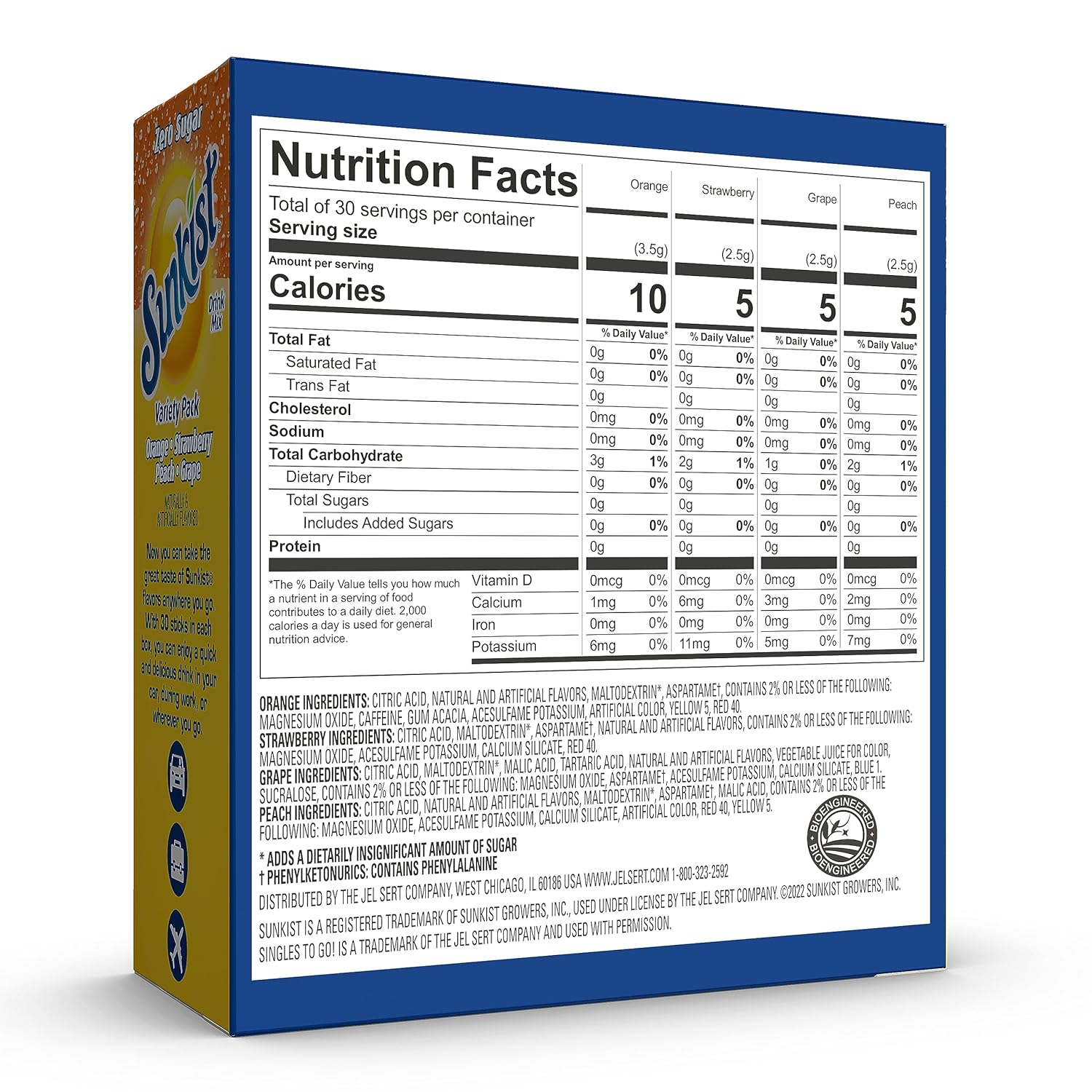 Sunkist Soda Variety Pack, Singles to Go Orange, Strawberry, Grape and Peach (30 Total Sticks) image number 4