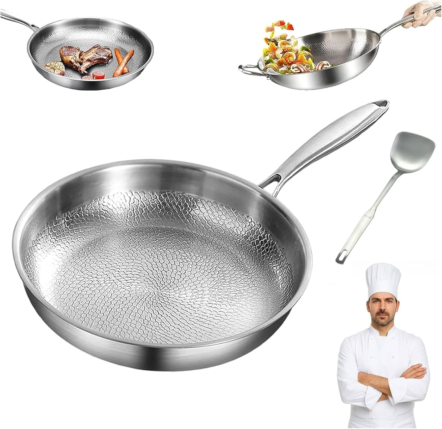 Platefull Titanium Pan, 2026 Upgrade to 100% Non-Toxic Platefull Titanium Frying Pans with Shovel, 12" Non Stick Chemical-Free, Extreme Heat-Resistant & Lasts a Lifetime (With Lid,11.02In)