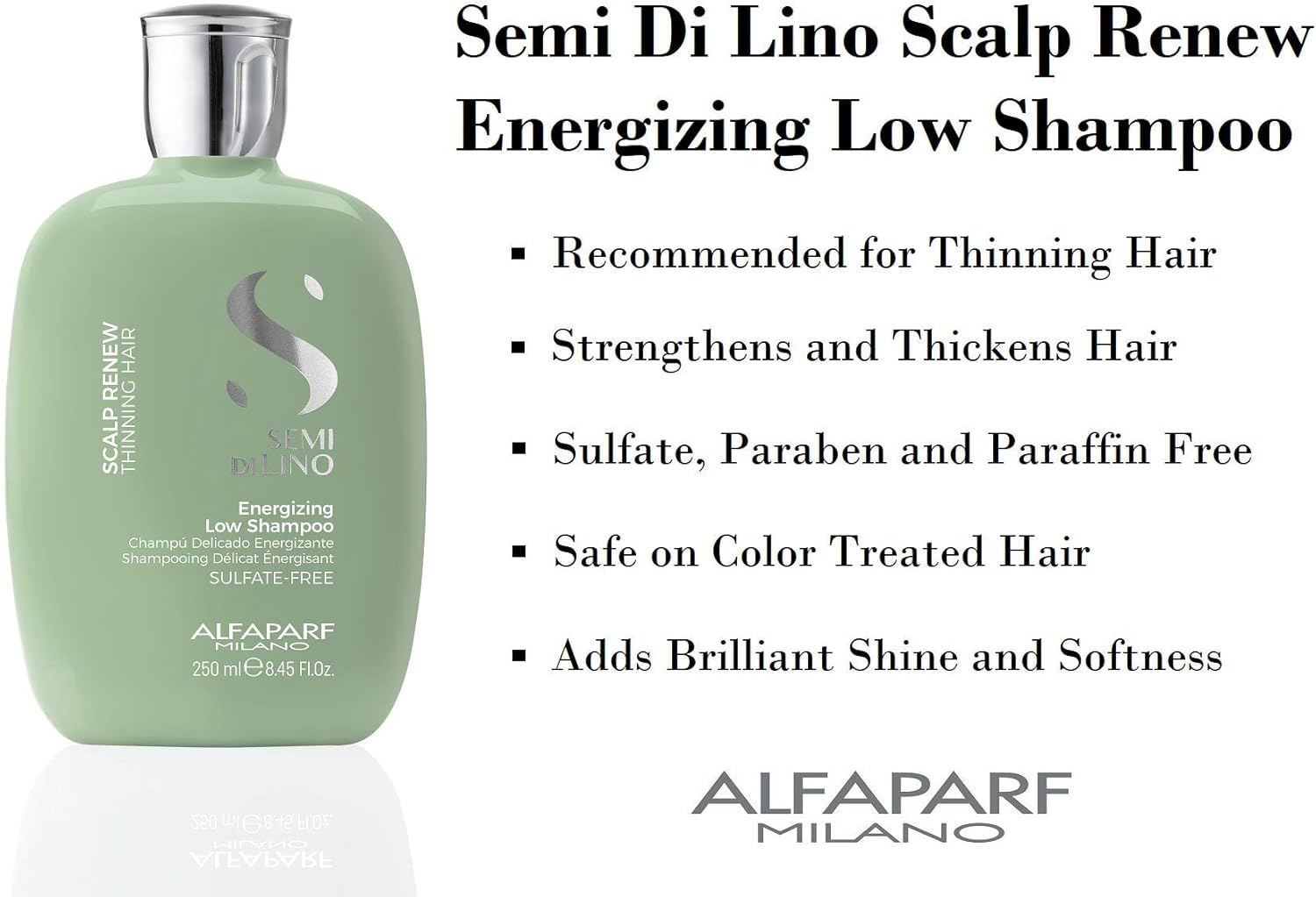 Alfaparf Milano Semi Di Lino Scalp Renew Low Shampoo - Enhances Follicle Vitality and Scalp Balance - Flax Seed and Antioxidant Formula - 8.45 Oz image number 3