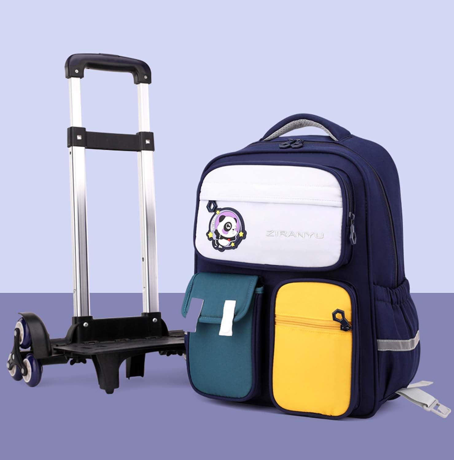 Yumenam Children'S School Backpack Trolley, Girls Boys Backpack with Wheels, Student Children'S Luggage Travel Luggage Laptop Travel Children'S Trolley Travel Suitcase, Blue, One Size