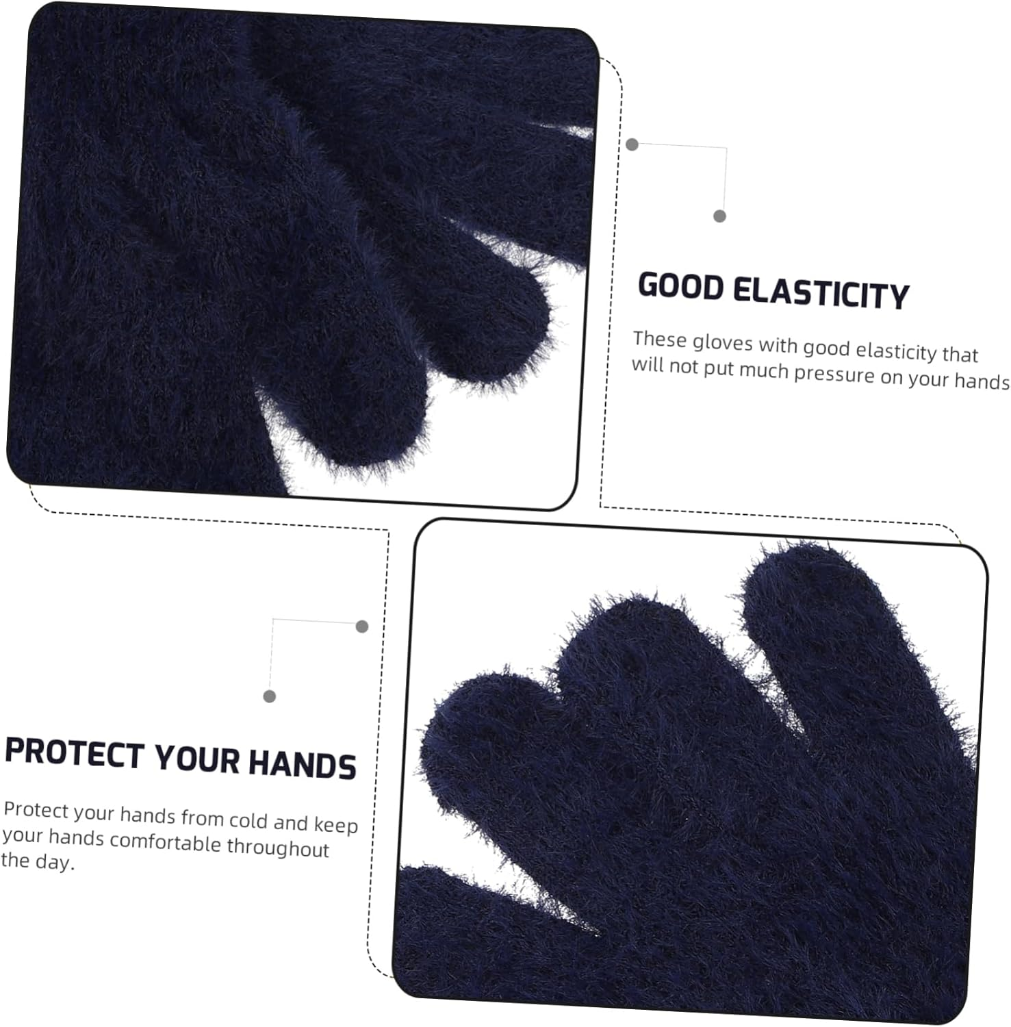 VALICLUD Knitted Gloves Warm Gloves Mitten Child Wool Knitted Mitts Wool Mitts Cashmere - Navy image number 5