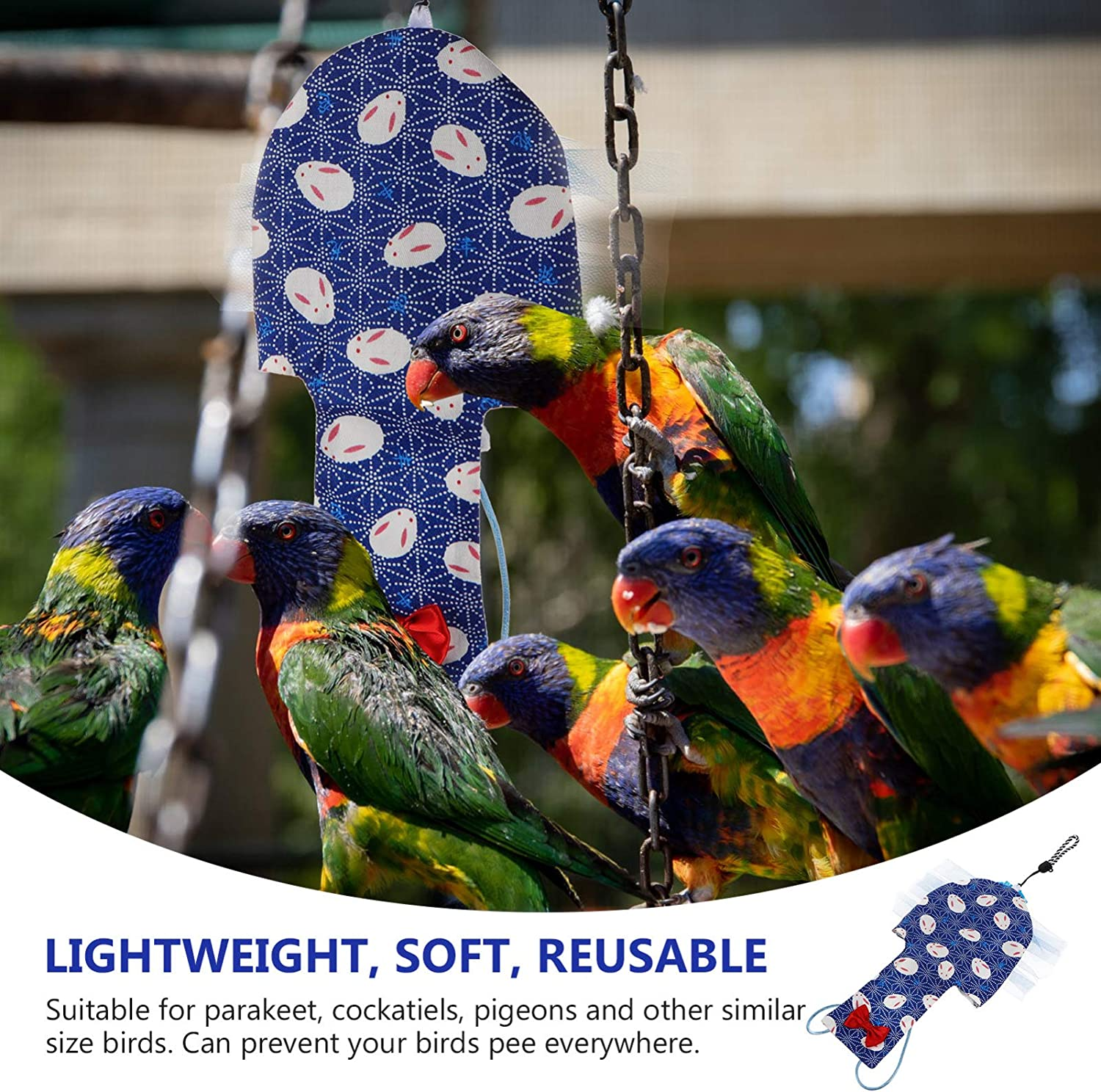 POPETPOP Bird Diaper Parrot Washable Nappies Flight Suits Reusable Pet Clothes Supplies XL