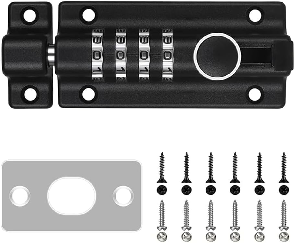 Outdoor Fence Specific Bolt Password Lock, Made of Zinc Alloy Material, Waterproof, Rust Proof, Anti-Theft, with 6 Anti-Theft Screw Locks, Also Suitable for Wardrobes image number 3