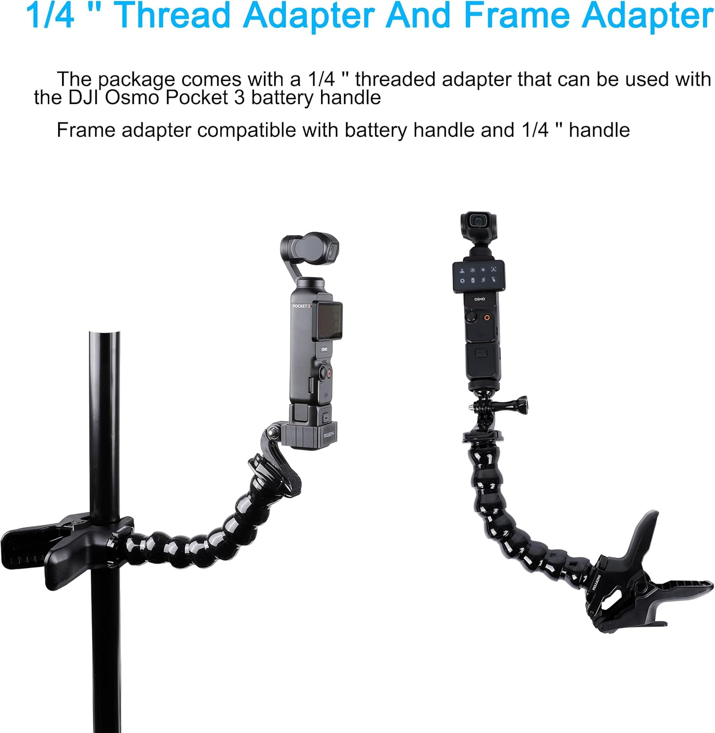 Pellking Gooseneck Super Clamp Mount for DJI Osmo Pocket 3 & Action Cameras image number 1