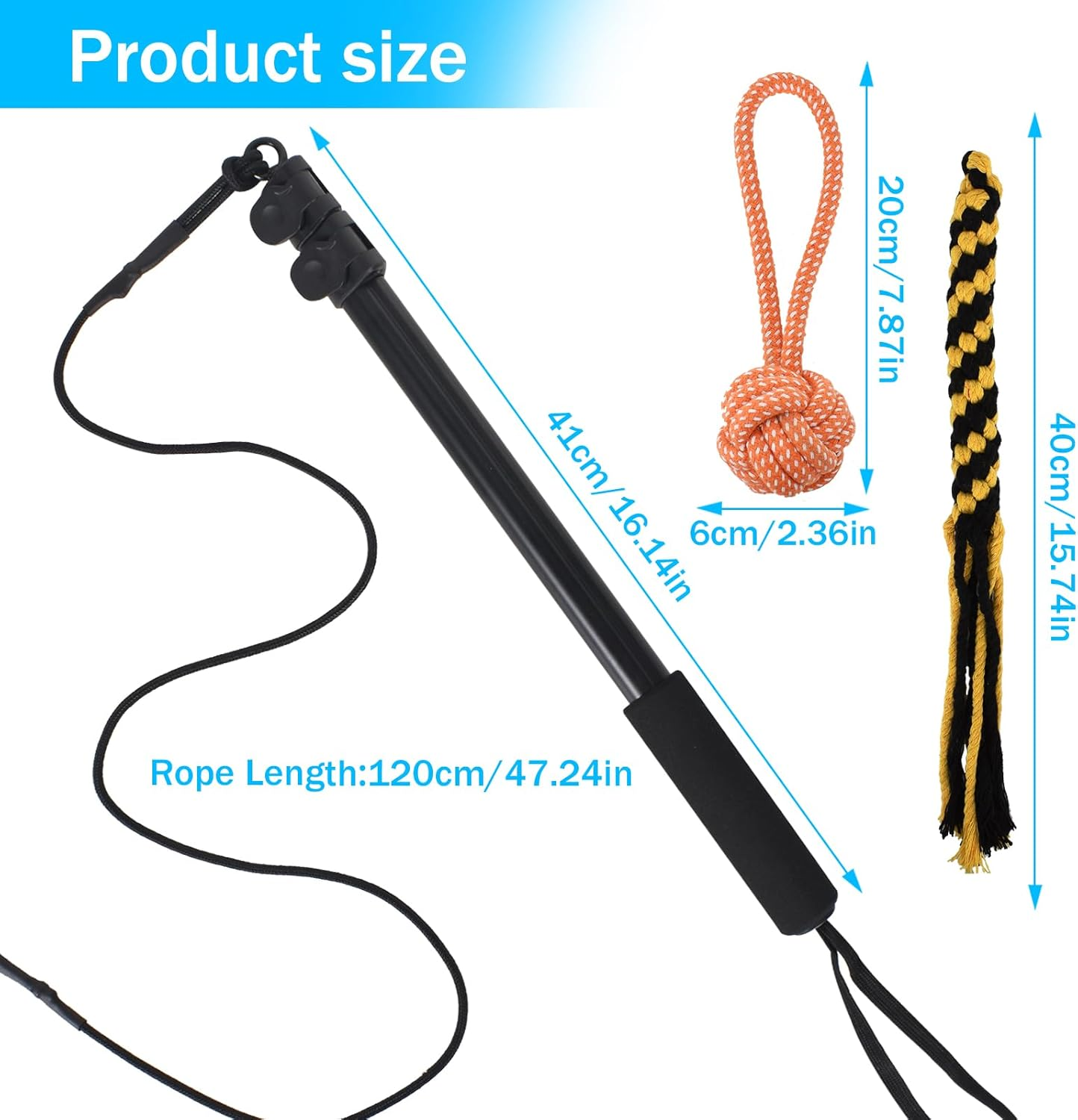 DEARBAG Dog Stimulator Toy, Dog Toy Extendable, Telescopic Rod with Dog Rope Toy, Interactive Dog Toy for Large Dogs, Medium Dogs and Small Dogs image number 1