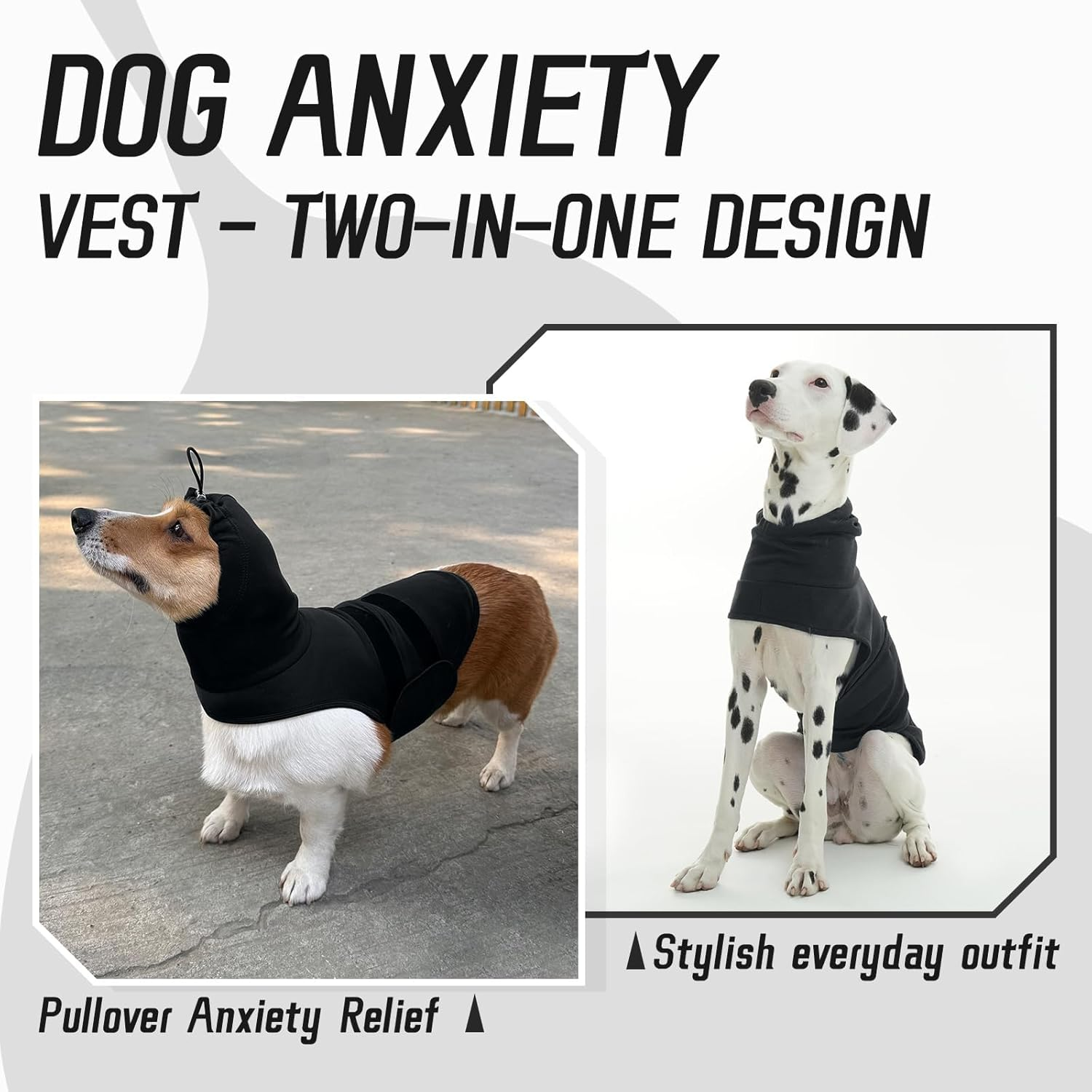 Iecoii Calming Vest for Dogs Anxiety, Separation Anxiety Relief for Medium Breeds, Calming Head and Ear Wraps for Dogs, Dog Anxious Relief Shirt for Males and Females, Loud Music, M, Black image number 2