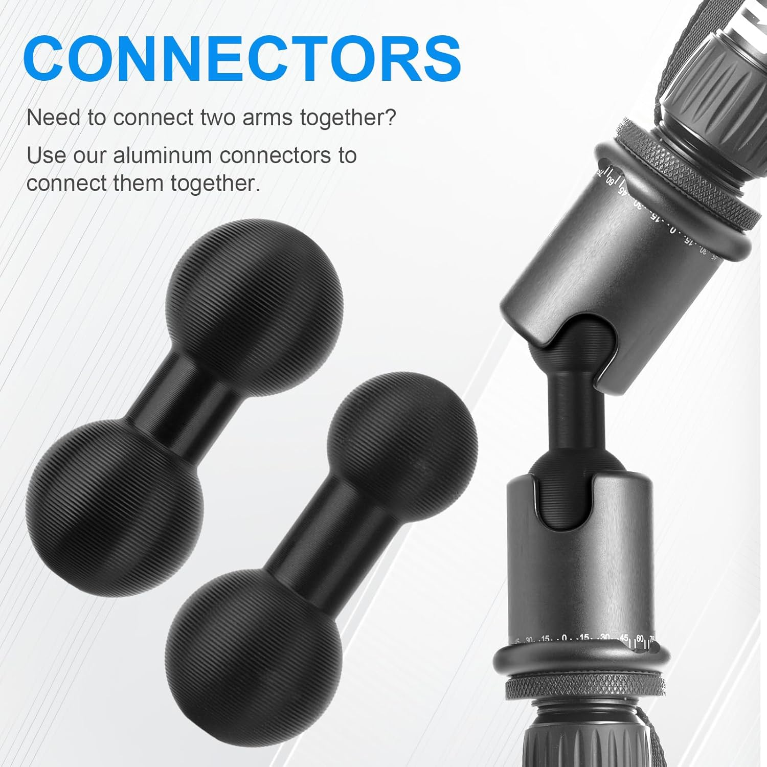 2Pcs 2 Design Ball Mount Arm Set, Durable Aluminum Alloy 20Mm to 20Mm & 20Mm-17Mm Ball Adapter Extension Connector for Secure Attachment for Mounting Arm Connections image number 4