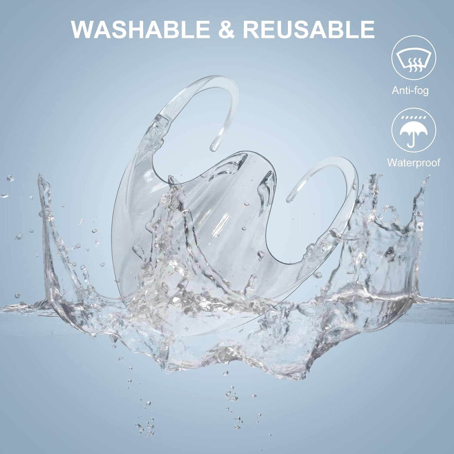 2PCS Transparent Face Shield, Lightweight Anti-Fog Protective Face Mask, Sturdy Breathable Visible Expression Face Mask, Plastic Reusable Washable Clear Face Shield for Men and Women image number 1