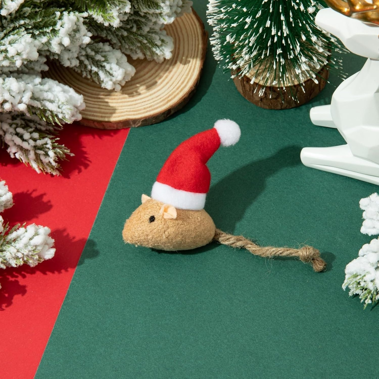 Animacoser 6 Pieces Christmas Cat Toys: Interactive Toy Mouse Costume with Catnip image number 1