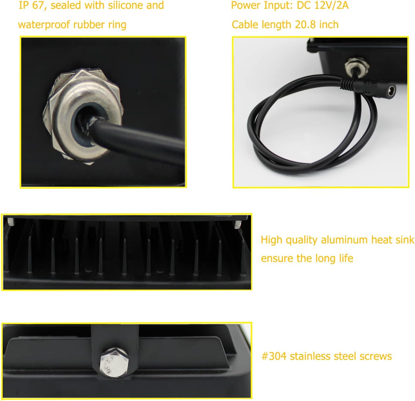 AUTENS IR Illuminator, 850Nm 8-Leds Wide Angle IP67 Waterproof Night Vision LED Array IR Infrared Light with Power Adapter for IP Camera CCTV Analogue Security Surveillance Camera (8LED 90 Degree) image number 5