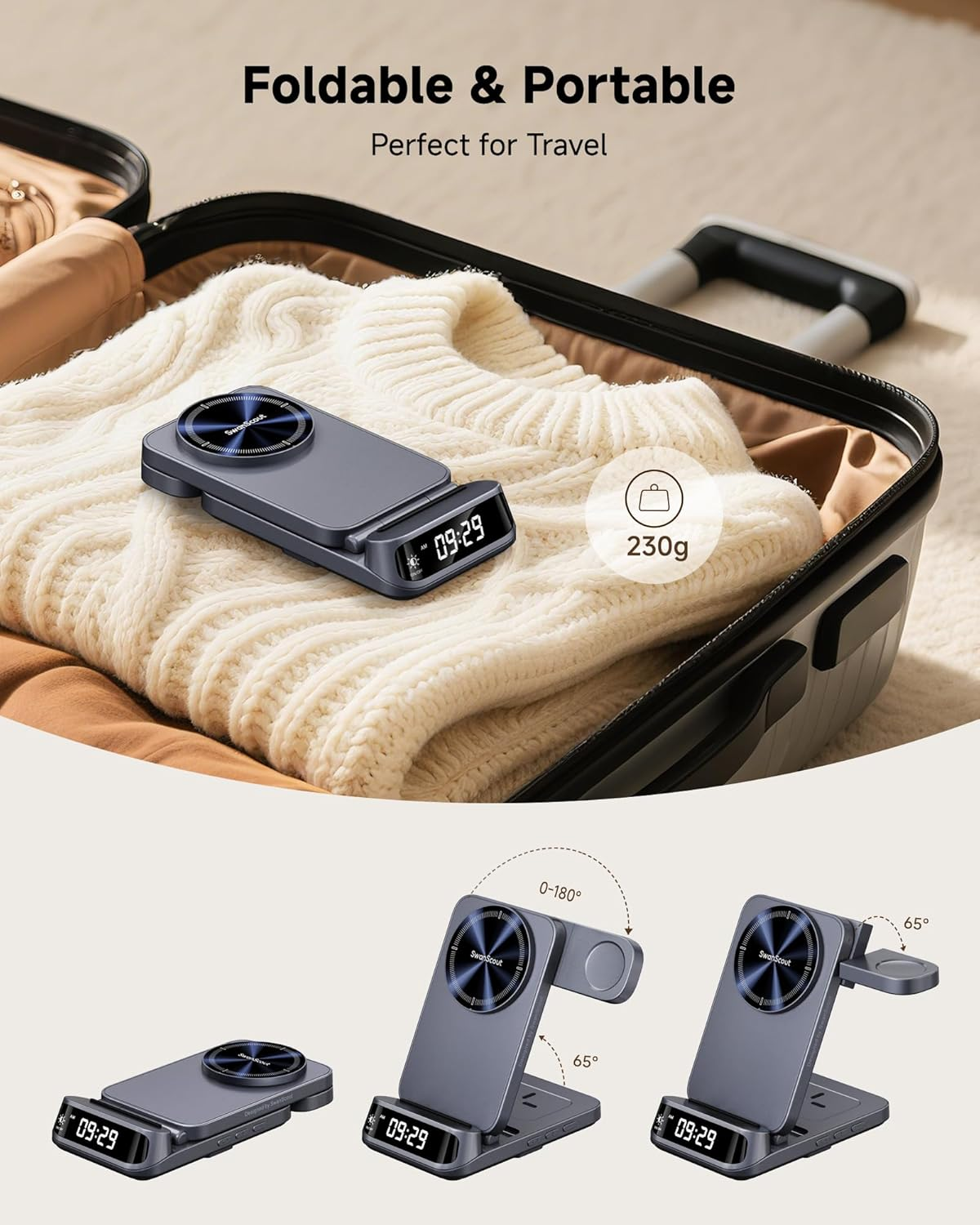 Magnetic Wireless Charging Station for Samsung S25/S24/S23/Z Flip 7/Z Fold, 3 in 1 Wireless Charger for Galaxy Watch 8 Classic/8/Ultra/7/Fe/6/5, Swanscout 708SM image number 4