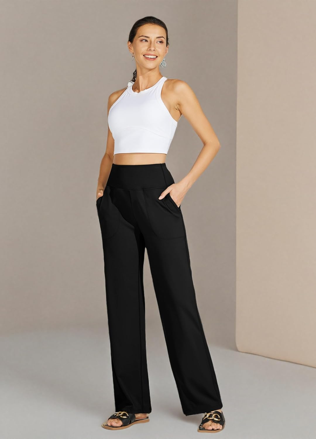 WILLIT Women'S Wide Leg Yoga Pants with Pockets High Waist Comfy Soft Comfy Casual Lounge Pants 28"/30"