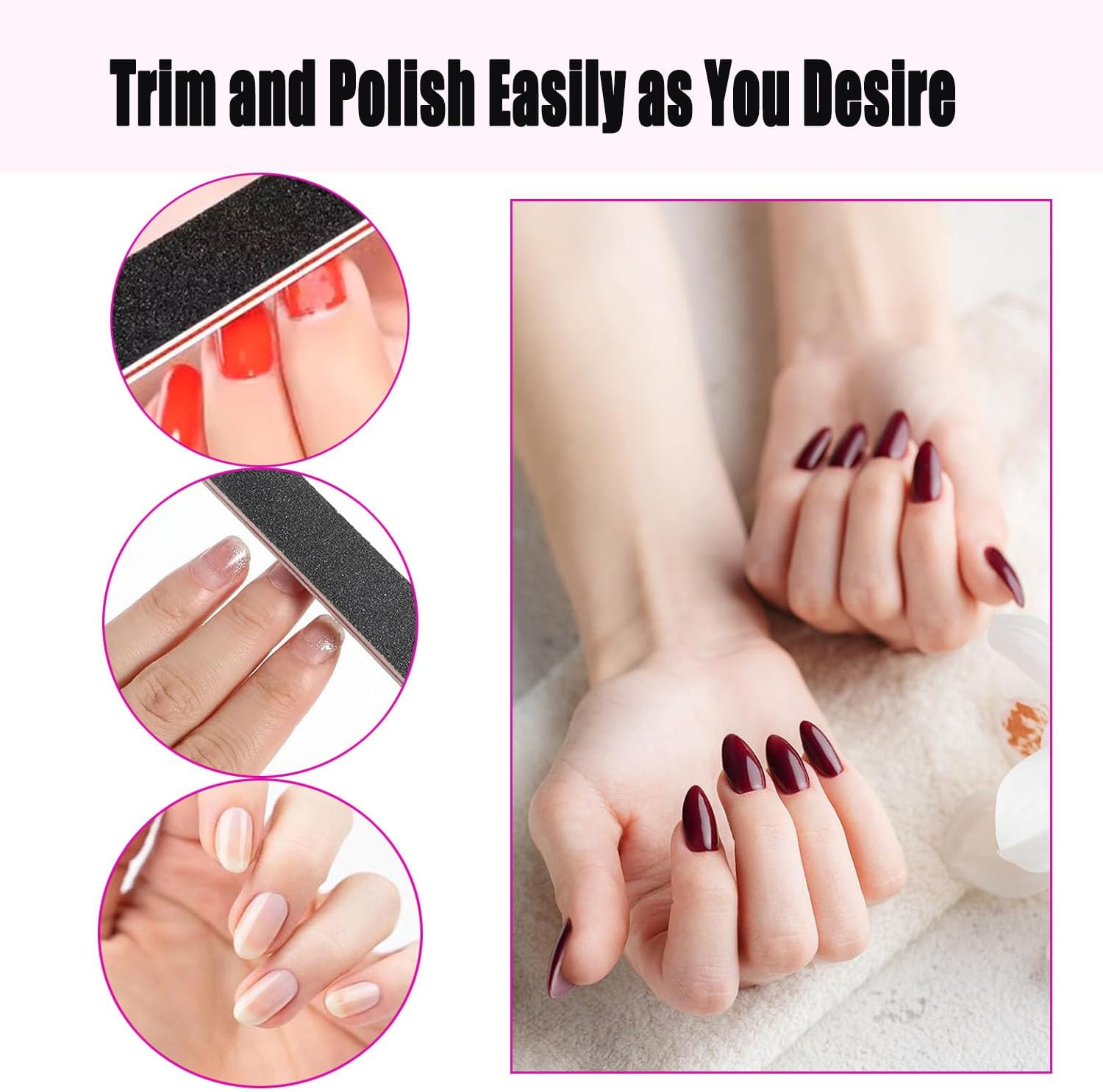 25 Pcs Professionelle Double Sided 100/180 Grit Nail Files,Black Emery Board,Polishing Board for Grinding Edge Burrs and Adjusting Shapes after Trimming,Salon & Home Use,Manicure & Pedicure Tools image number 3