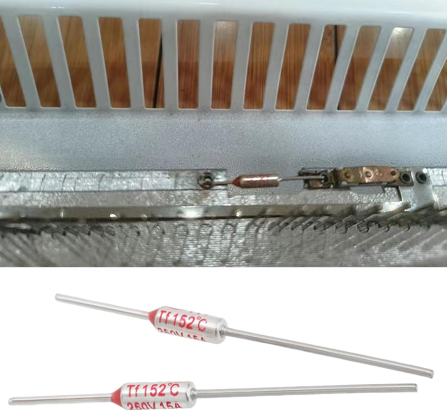 YINETTECH 10Pcs Thermal Fuse Cutoff RY Type TF 152&deg;C 305.6&deg;F 15Amp 250V Electrical Safety Fuse Overheat Protection Fuse for Electrical Equipment Overheating Protection image number 5