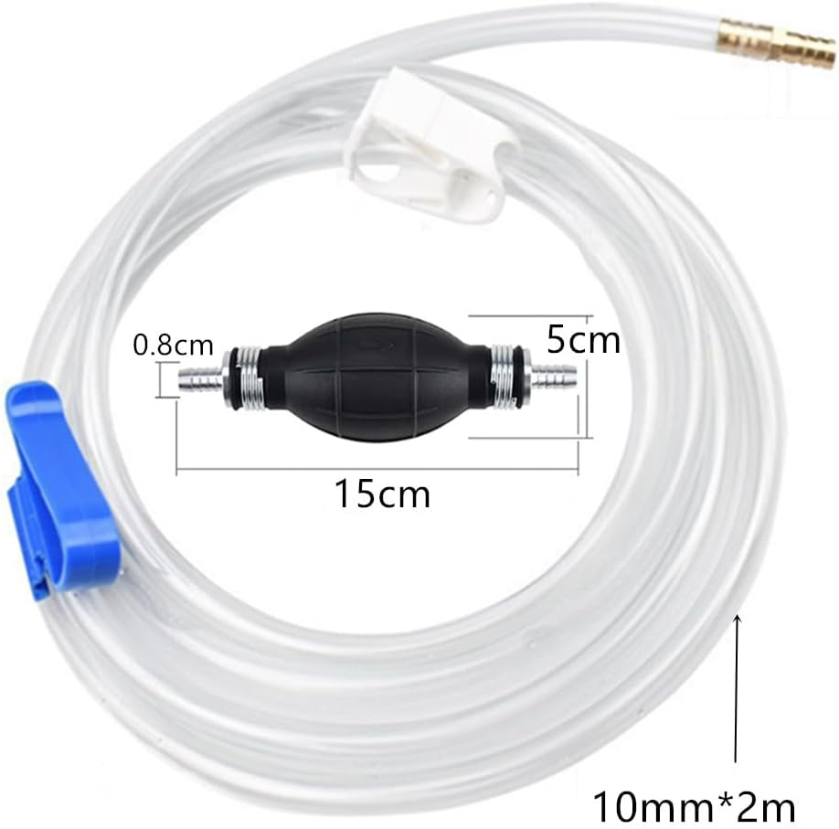 Multifunction Liquid Sucker Pump for Gas Oil Fuel Petrol Diesel Fluid Water Fish Tank,Manual Hand Pump 1 Transfer Pump with 2 Durable PVC Siphon Hoses (15Mm) with Hose Clip,Brass 1,Metal Buckles image number 3