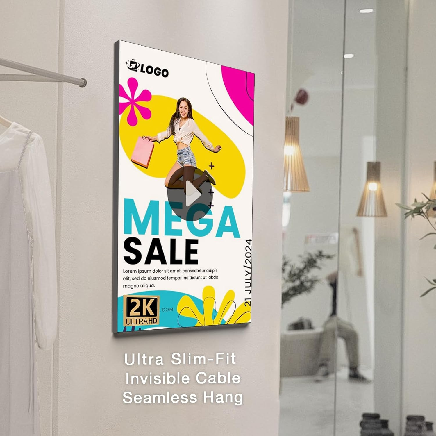 Canlarriz 29 Inch HD 700Nits Wall Mount Digital Signage Slim Fit Frameless Commercial Display LCD Monitor Advertising Screen 2-32GB Android 9.0 With image number 1