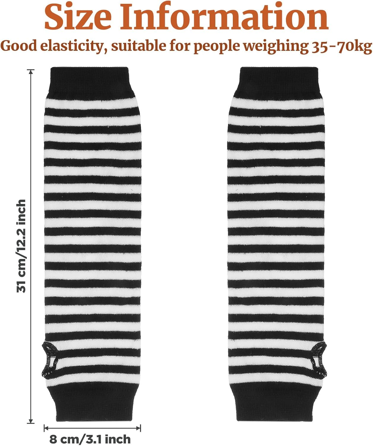 APLZGMG Y2K Striped Arm Warmers, Black & White Long Fingerless Knitted Gloves with Thumb Hole, Harajuku Kawaii Punk Gothic Arm Sleeves for Women & Men image number 5