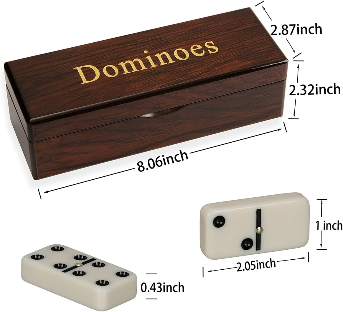 MINGXUN Double 6 Dominoes Gift Set 28 Tiles with Spinner in Wooden Box image number 4