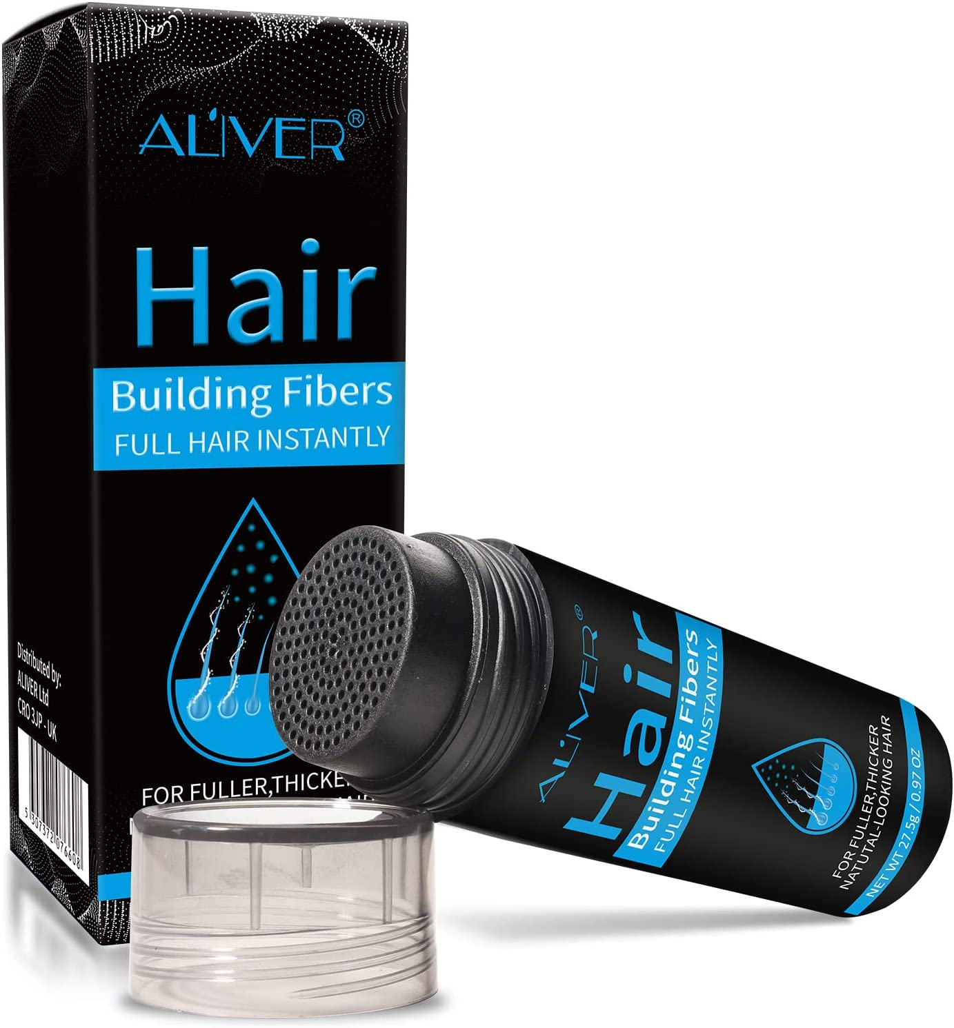 Hair Powder for Hair Thickening Black Scatter Hair with Instant Effect for Secret Corners, Hair Loss and Light Hair 27.5G ()