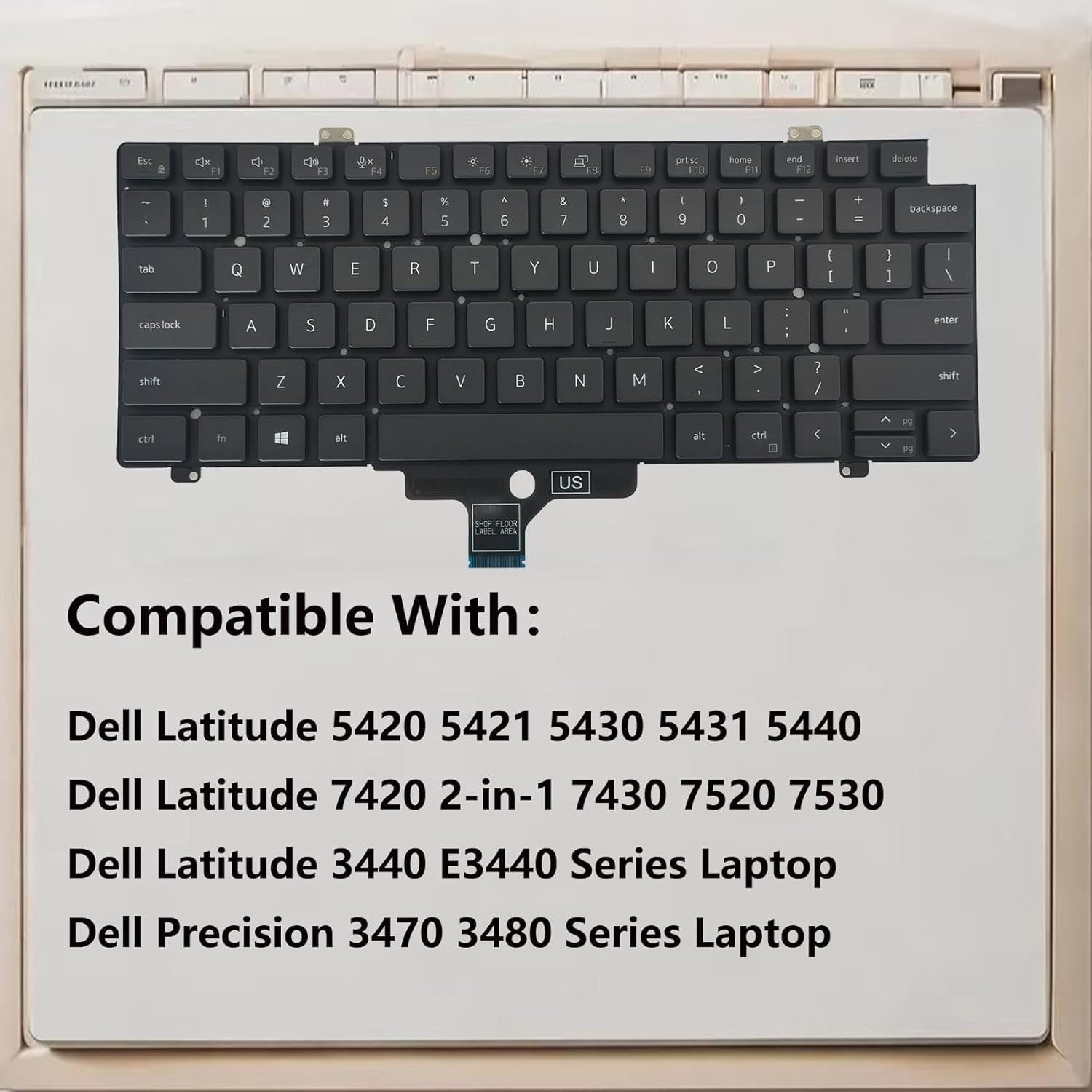 WWGTMC Replacement Keyboard for Dell Latitude 5420 5421 5430 5431 5440 7420 7430 7520 7530 3440 E3440, Precision 3470 3480 Series Laptop without Backlit Keyboard US Layout Key MV4X8 0MV4X8 image number 1