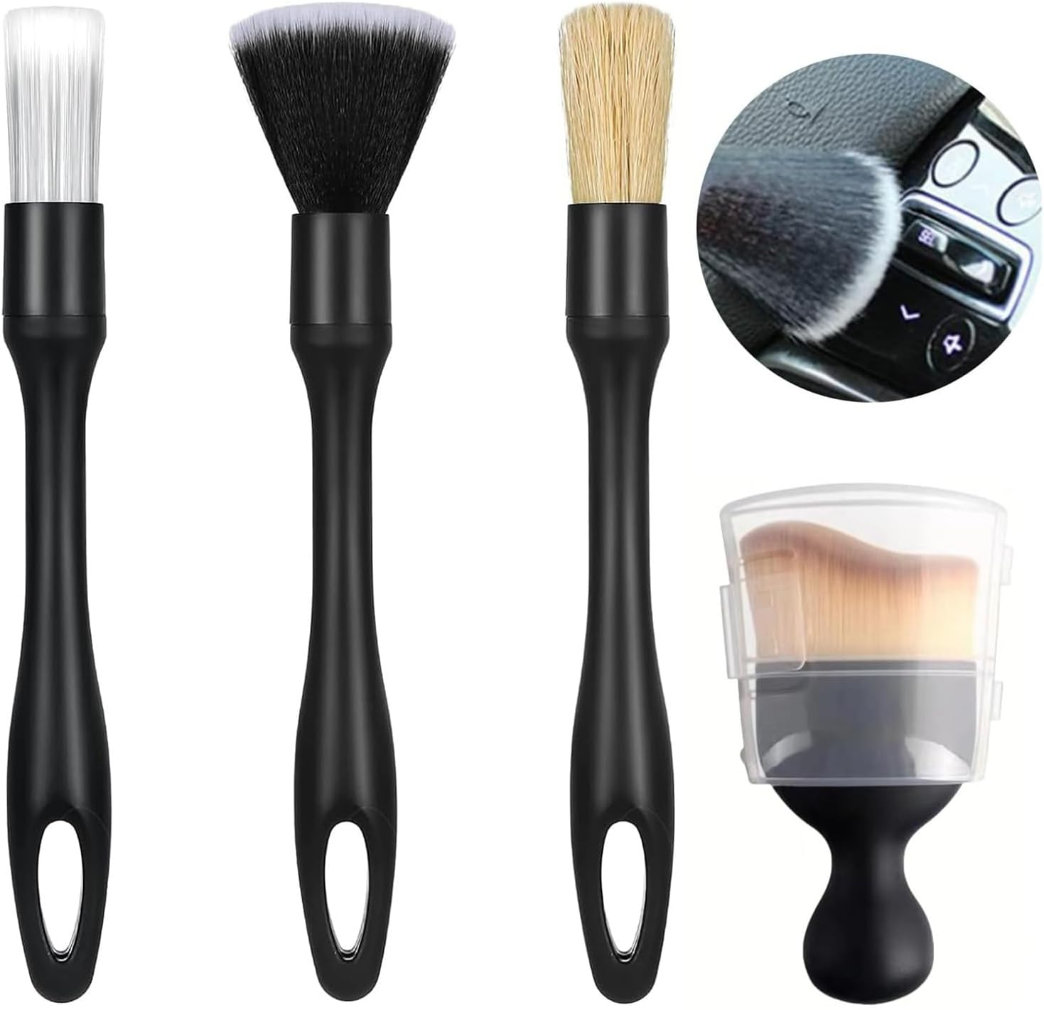 SILHOL Car Brush 4 Pieces, Car Interior Clean Brush Tools, Auto Interior Dust Brush, Car Detailing Soft Bristles Brush for Automotive Dashboard, Air Conditioner Vents, Scratch Free image number 5