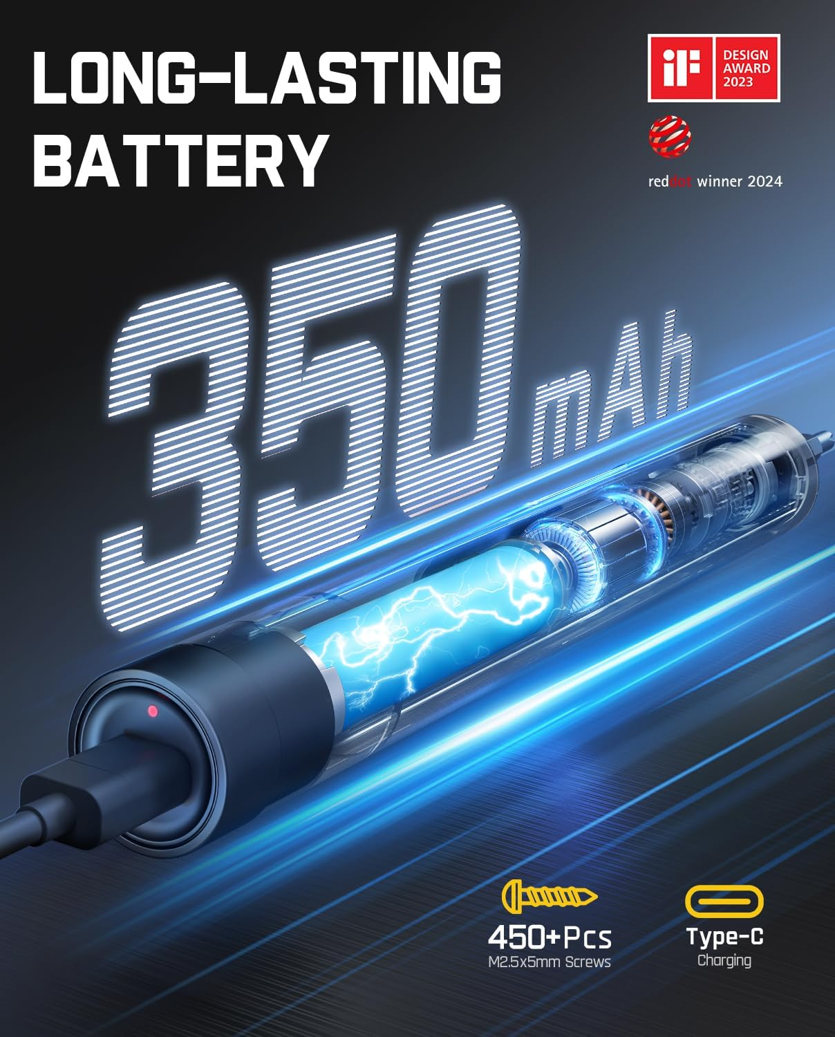 Fanttik E1 Max 3.7V Electric Screwdriver, Mini Precision Screwdriver Set, 50 Magnetic Bits, Magnetic Storage, 5/32&lsquo;&rsquo;Hex, Repair Tool Kit for Electronics Phone Camera Laptop Watch (Grey) image number 1