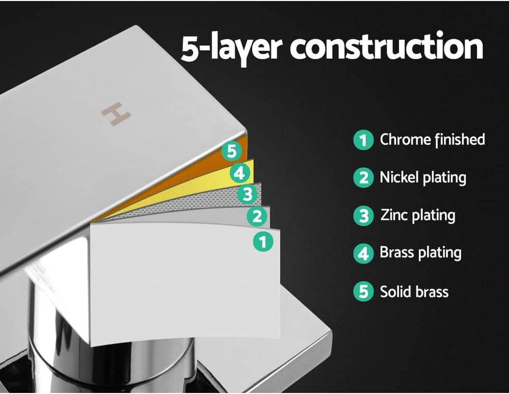 Cefito Shower Tap, 6 X 7 X 8.5Cm Mixer Showers Faucet Head Showerhead Tap Bath Accessories Bathroom Toilet Set Kitchen Fixtures Wall, for Hot and Cold Solid Brass Body Silver image number 2