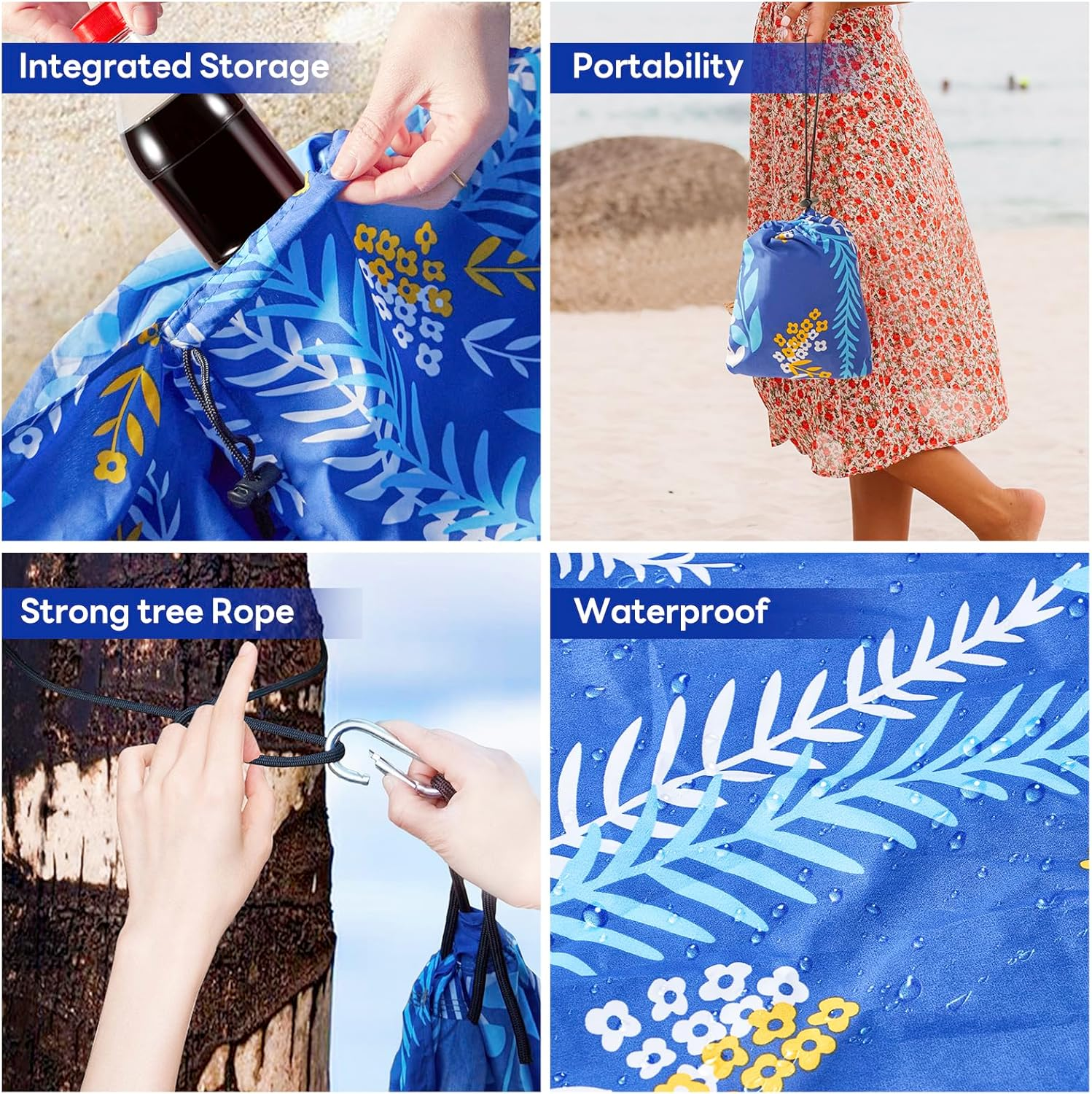 Outdoor Camping Hammock - Camping Gear - Portable Hammocks with Hanging Ropes - Parachute Lightweight Hammock - 210D Nylon Tree Tent for Camping, Travel, Beach, Backyard, Hiking, Indoor (Blue) image number 5