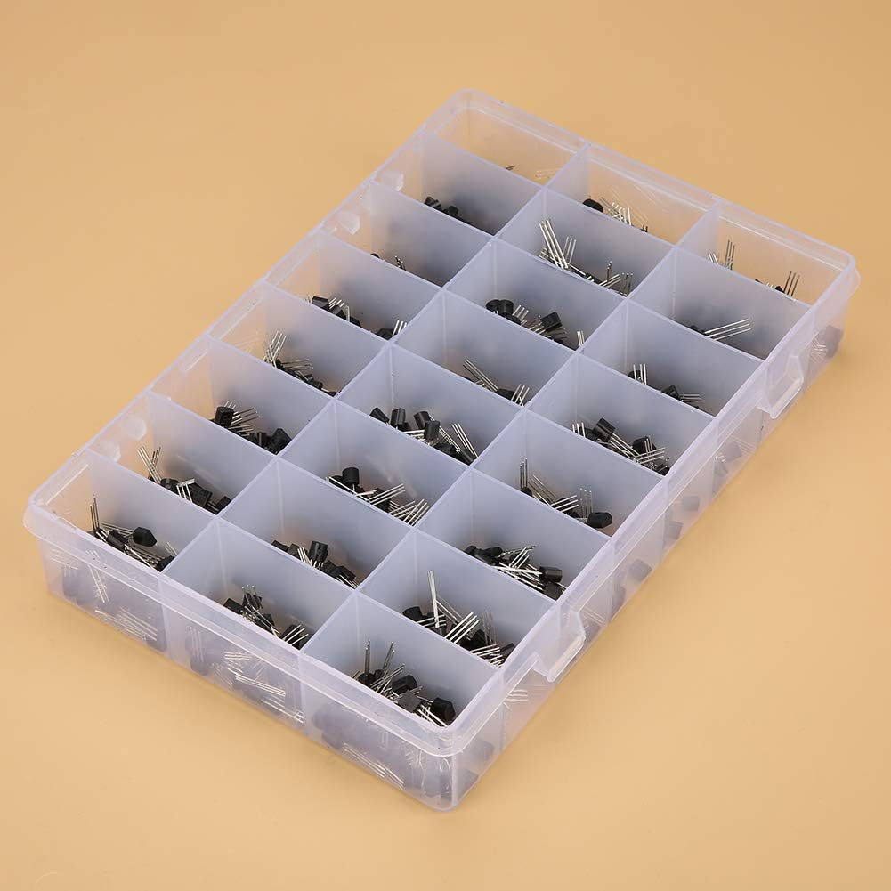 840Pcs NPN PNP Transistor Assortment Kit, Basic Semiconductor Device Control Current, Great for Electronic Enthusiasts, Silicon Transistor Kit