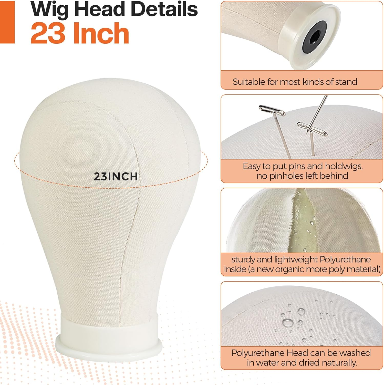 Neverland Beauty & Health 23 Inch Wig Stand Tripod with Head, Canvas Wig Head Stand with Mannequin Heads for Wigs, Manikin Set for Wigs Making Display image number 4