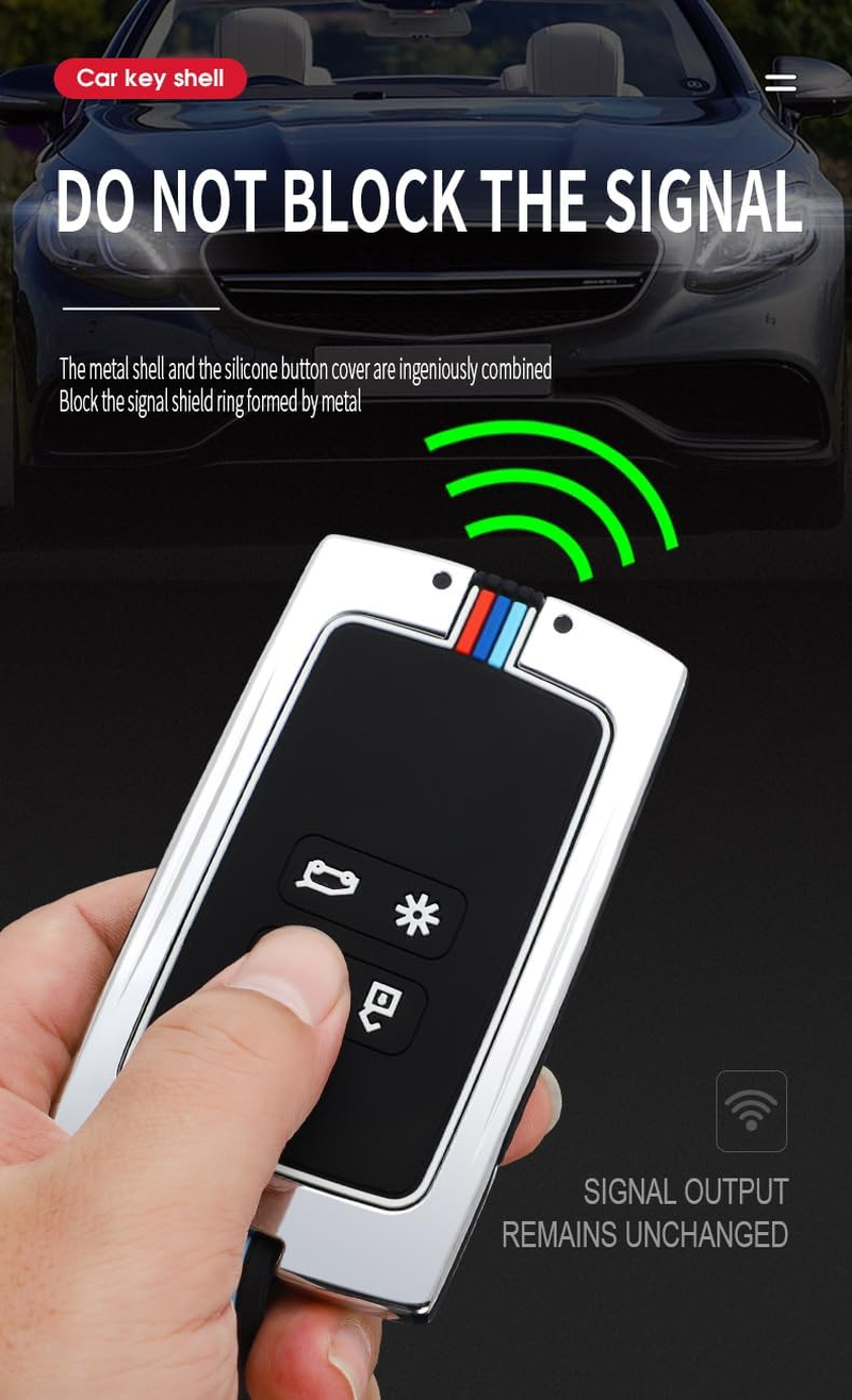 Ontto Zinc Alloy Car Key Fob Cover Case Fit for Renault Captur Megane Espace Clio Zoe Koleos Scenic 4 Arkana Dacia Sandero Keyring Key Shell Holder Bag Keychain Protective Accessories Black A