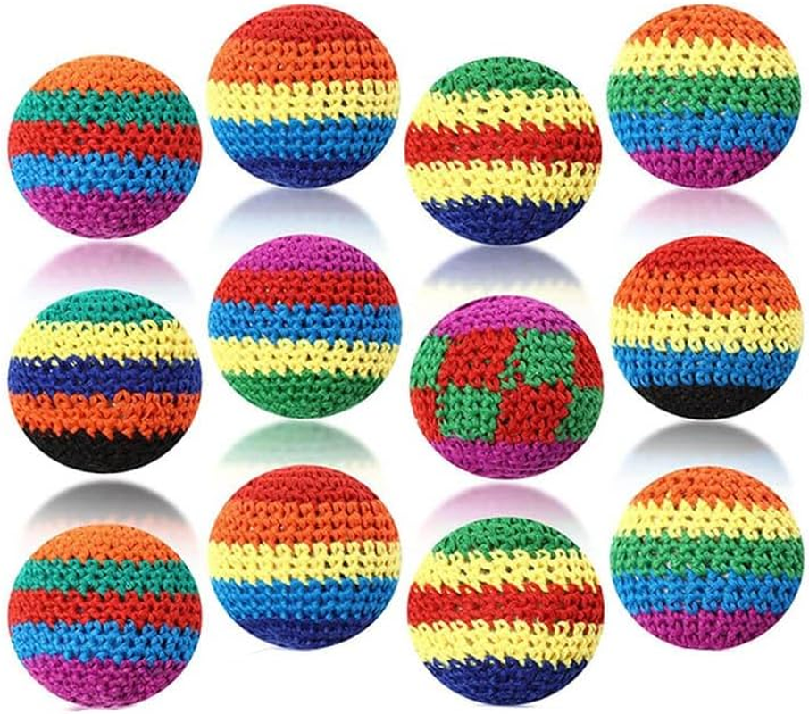 WADY 12Pcs Multifunctional Hacky Balls Easter Game Set,Colorful Crochet Knitted Juggling Sacks with Geometric Patterns, Perfect for Indoor & Outdoor Footbag Activities image number 1