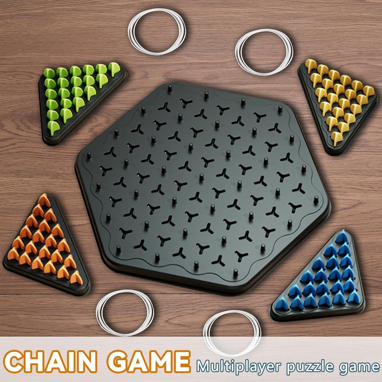 Chain Triangle Chess Game, 2 to 4 Players, Family Games for Kids and Adults, Board Games for Family Night image number 3