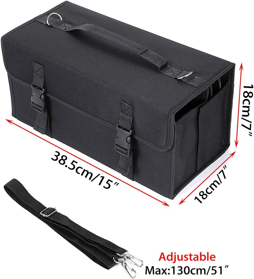 New 171 Slots Marker Case Lipstick Organizer-Canvas Markers Holder for for Primascolor Markers and Copic Sketch Markers Black image number 2