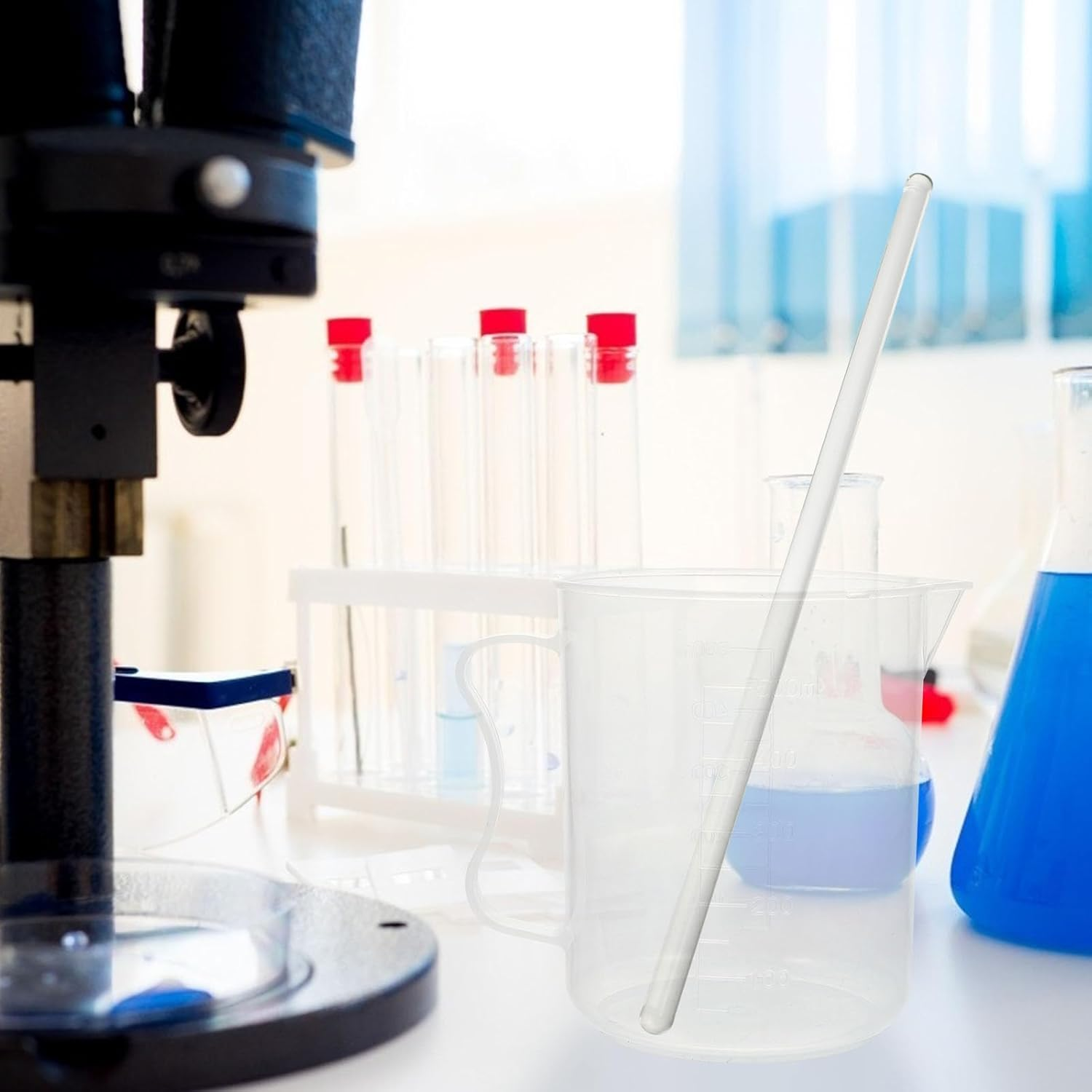 3 Pieces Glass Stirrer,Clear Glass Stirring Rod Stir Stick with Both Ends round Sturdy Glass Stir Sticks Column Lab Mixer 200Mm Glass Stirring Rods for Science,Lab,Kitchen,Science image number 4