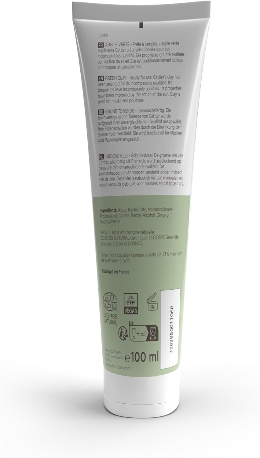 Cattier Green Clay Mask Ready for Use with All Natural Ingredients 100 Ml image number 1