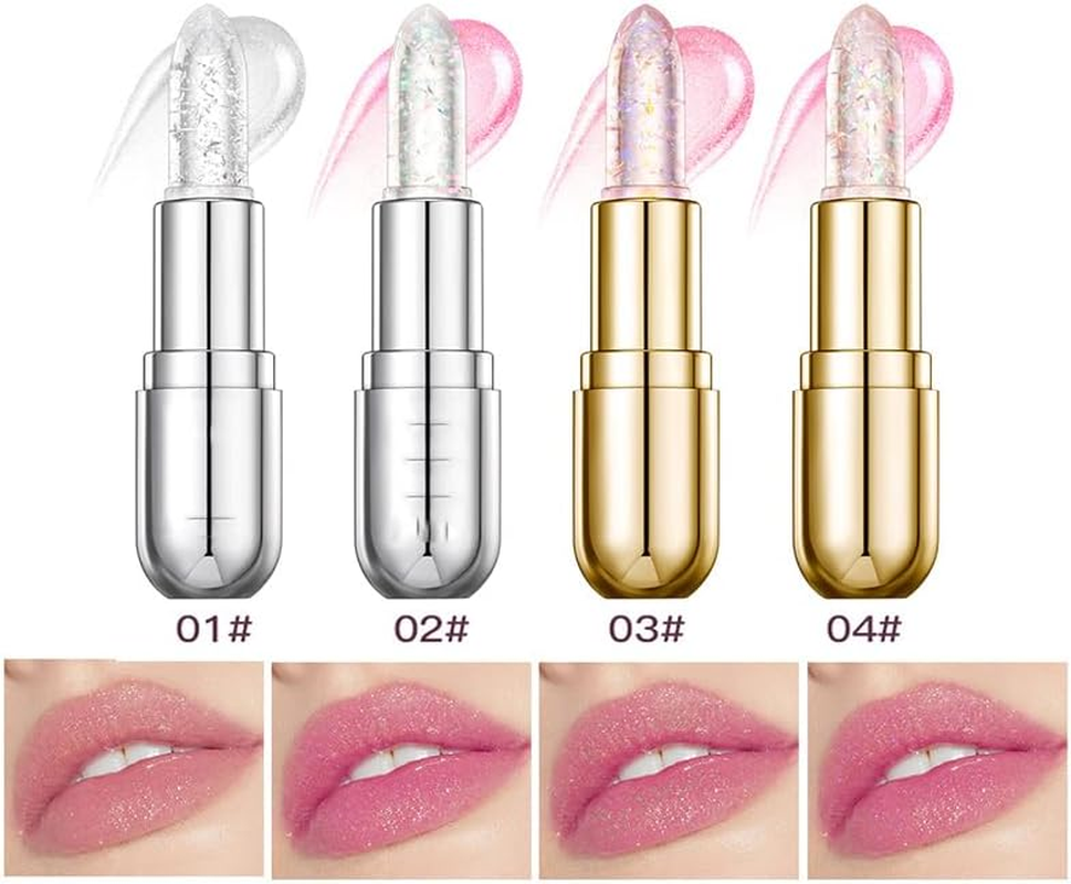 2Pcs Color Changing Moisturizing Lip Glow Oil Plumping Glimmer Glow Lipstick, Hydrating Lip Gloss Lip Balm Transparent Lip Care, Long Lasting Moisturizing (2, 01#+02#) image number 4