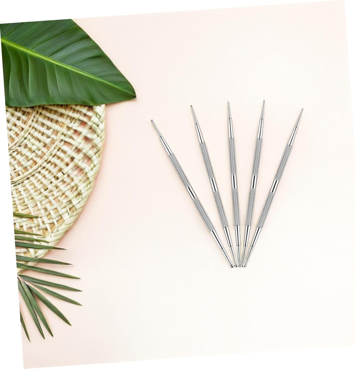 ELAYARD 5Pcs Nail Art Drill Pen Nail Art Tools Dotting Tools Manicure Kit Silver Stainless Steel image number 3