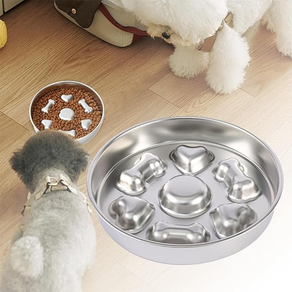 Slow Feeder Dog and Cat Bowls - Stainless Steel, No Choking, Non-Slip, Preventing Choking Dog Bowl, Easy to Clean, Pet Food Training Bowl Toy for Medium to Large Sizes image number 6