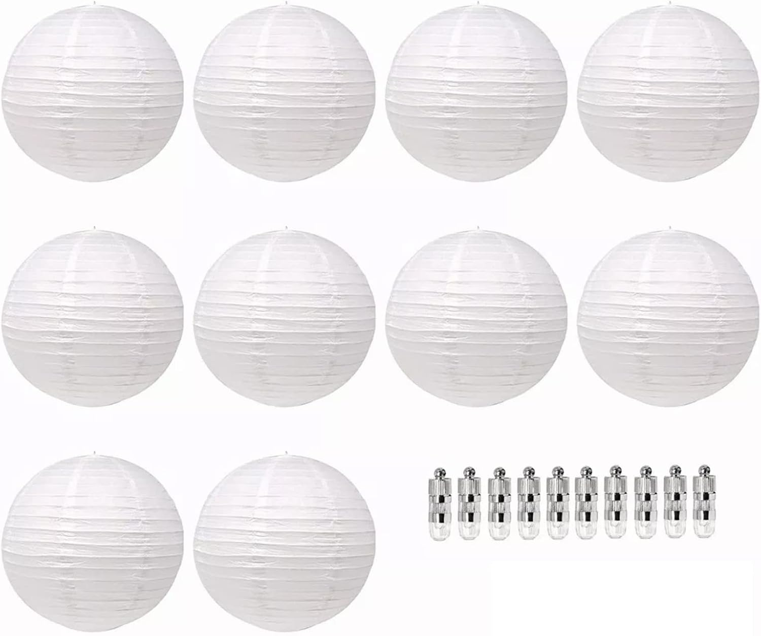 Chinese White Paper Lanterns LED Lights Decorative round Lanterns Wedding Christmas Party Decor Home Garden Hotel Bar DIY Children'S Painting 10Pcs image number 3