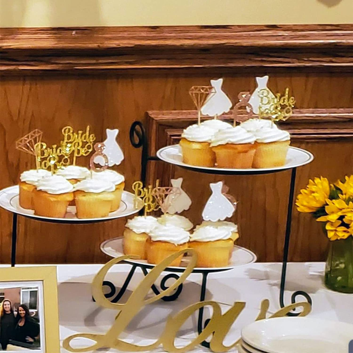 Jevenis Set of 36 Glitter Bride to Be Cupcake Toppers Diamond Ring Wedding Dress Cupcake Toppers for Wedding Engagement Bridal Shower Decorations image number 3