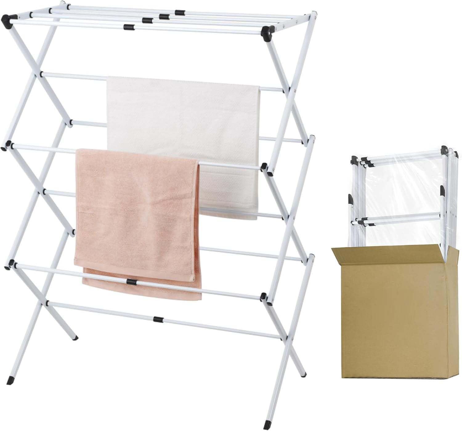Yunking Pre-Assembled Clothes Drying Rack, 41.3" X 29.5" X 15" Drying Rack Clothing, Expandable Laundry, Towel Rack for Indoor and Outdoor Use, White image number 5