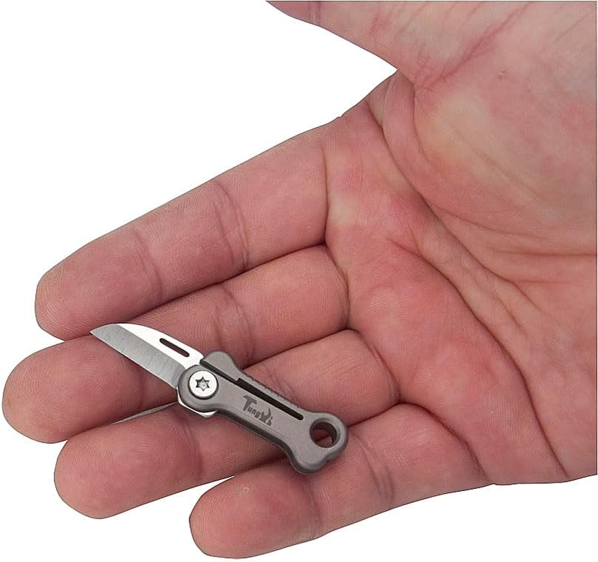Tungyi Mini Folding Pocket Knife, EDC Tiny Package Knife, 0.8" Stainless Steel Blade with Titanium Handle, Ultra Compact and Lightweight image number 4